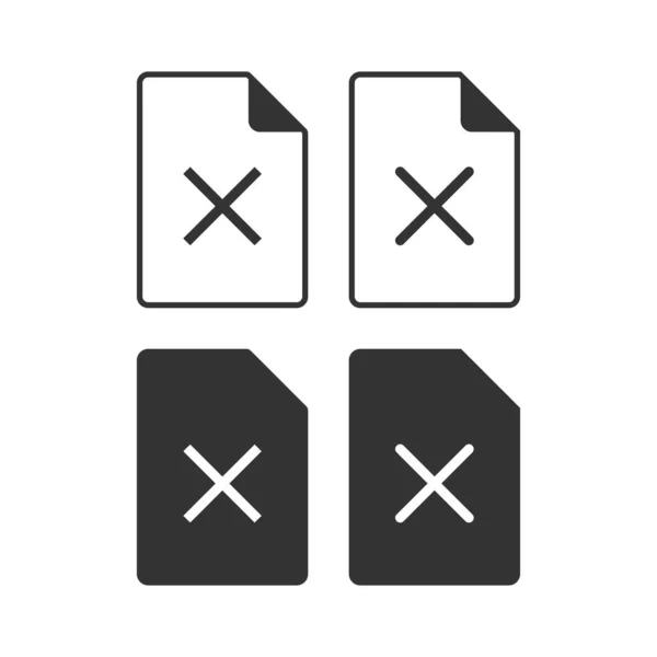 Icono Encontrado Documento Símbolo Ilustración Cruzada Señal Error Vector Datos — Vector de stock