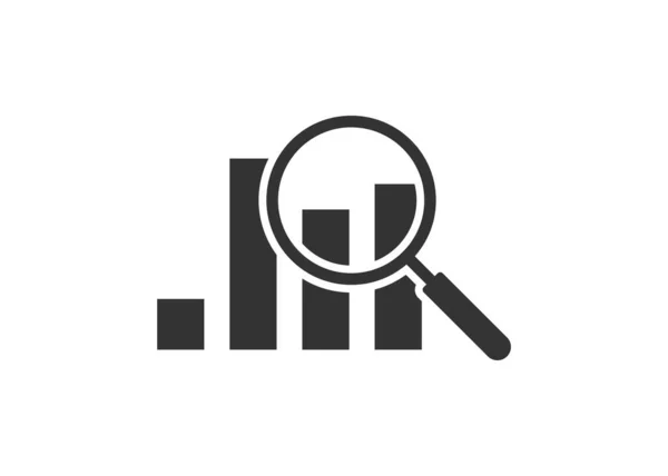 Lupa Ikona Grafu Výzkumný Symbol Ilustrace Podepsat Rovný Vektor Ověření — Stockový vektor