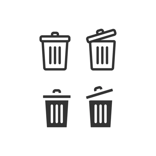 Lixo Lata Ícone Definido Lixeira Símbolo Ilustração Sinal Vetor Lixo —  Vetores de Stock