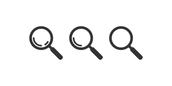 Set Icone Ricerca Indaga Sul Simbolo Dell Illustrazione Segno Lente — Vettoriale Stock