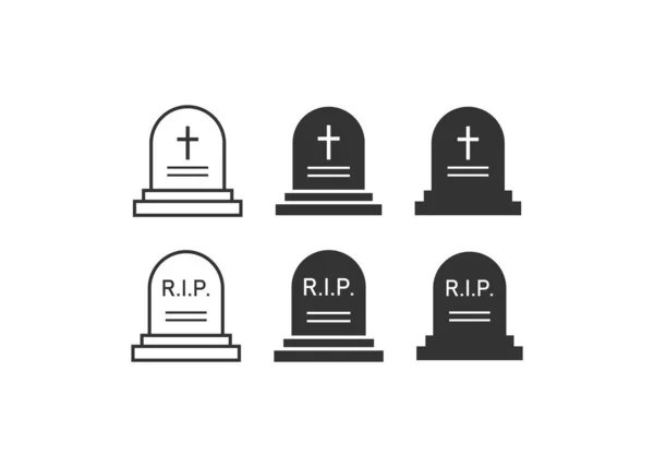 死亡图标设置 严肃的图解符号 符号墓碑矢量平面 — 图库矢量图片