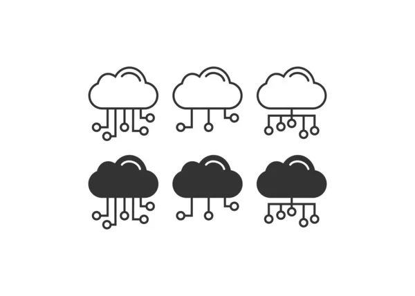 Icônes Cloud Computing Réglées Base Données Connectant Illustration Symbole Signer — Image vectorielle