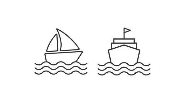 飘浮的船图标 船图解符号 签名巡航矢量平坦 — 图库矢量图片