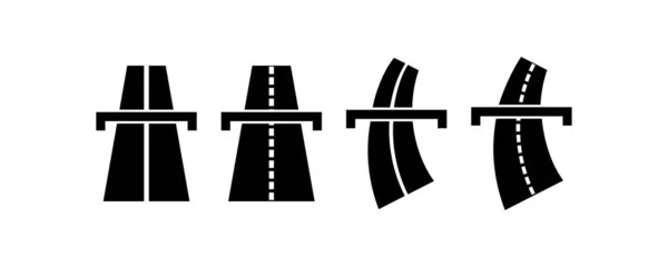 Ikona Dálnice Nastavena Průsečík Silnice Symbol Ilustrace Mostu Podepsat Dálniční — Stockový vektor