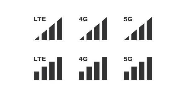 Signal Mobile Icon Set Gsm Level Lte Illustration Symbol Sign — Stock Vector