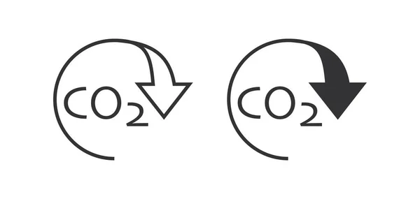 Karbondioksit Ikonu Karbon Salınım Sembolü Co2 Vektörünü Düzleştir — Stok Vektör