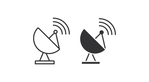 Zestaw Ikon Anteny Satelitarnej Symbol Ilustracji Anteny Sputnika Technologia Telekomunikacji — Wektor stockowy