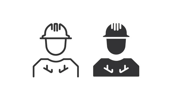 建筑工人图标 头戴头盔的男子图例符号 签名工作人传病媒介平面 — 图库矢量图片