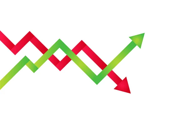 图为上下箭头绿色和红色图标 商业的兴衰 股票的下跌 物价的下跌 — 图库矢量图片