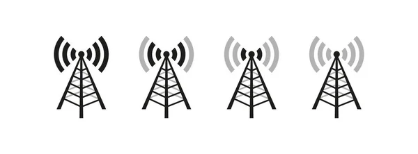 Transmitter Antena Icon Set Signal Antena Vector Desing — Stock Vector