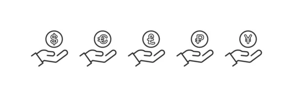 货币图标集 人民币和手工矢量贬值 — 图库矢量图片
