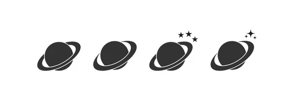 Conjunto Ícones Planeta Saturno Desing Vetor Estelar — Vetor de Stock