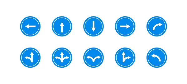 Icône Signe Signe Flèches Route Ensemble Direction Direction Flèche Signe — Image vectorielle