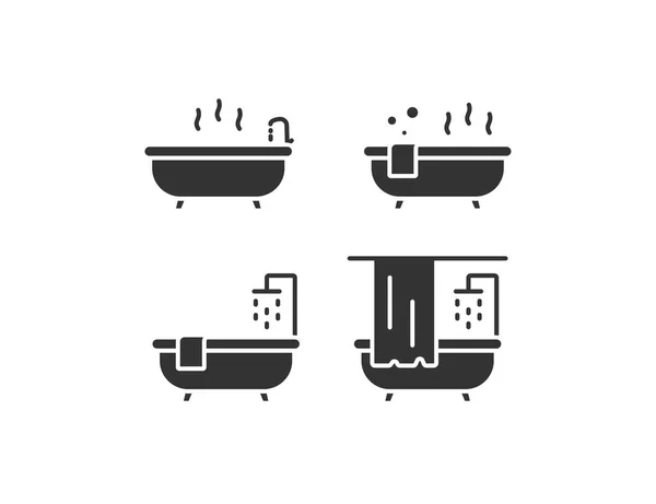 Bath Tub Icon Set Shower Illsutration Symbol Sign Bubble Bath — Stock Vector