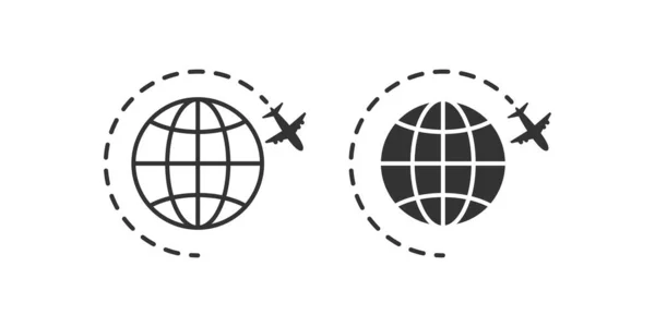 Welt Oder Internationale Reisen Mit Einem Flugzeug Symbol Vektorillustration — Stockvektor