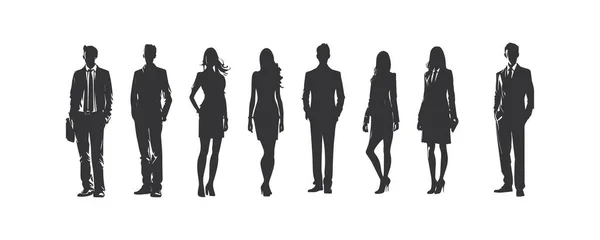 Silhouette Business People Icon Vector Illustration Set Desing — Stock Vector