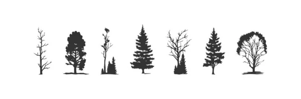 Σιλουέτα Των Δέντρων Χωρίς Φύλλα Απενεργοποίηση Εικονογράφησης Διανύσματος — Διανυσματικό Αρχείο