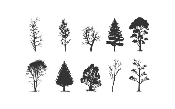 Träd Ikonen Set Vektor Illustration Desing — Stock vektor