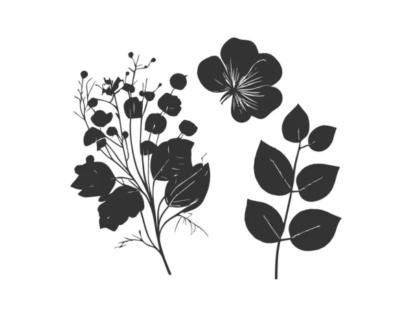 Blume Silhouette Set Vorhanden Vektorillustration — Stockvektor