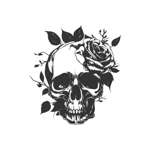 Crâne Roses Icône Illustration Vectorielle — Image vectorielle