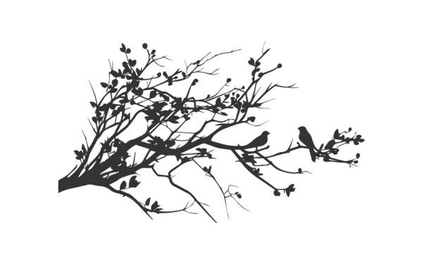 Силуэт Ветки Иконой Птицы Векторная Иллюстрация — стоковый вектор