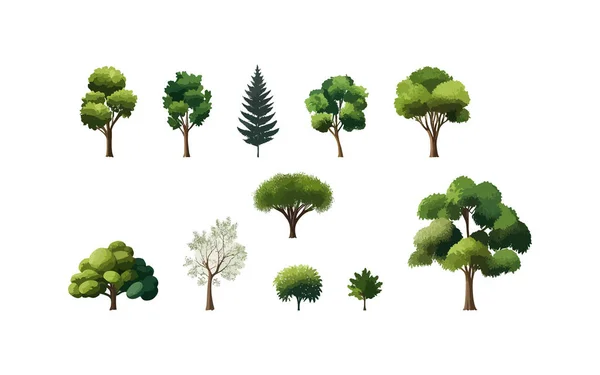 Σύνολο Εικονιδίων Δέντρων Απενεργοποίηση Εικονογράφησης Διανύσματος — Διανυσματικό Αρχείο