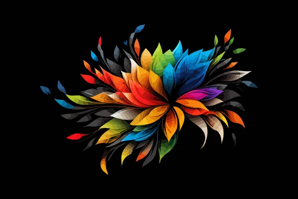 stock vector Abstract colorful rainbow flower on black background. Vector illustration desing.