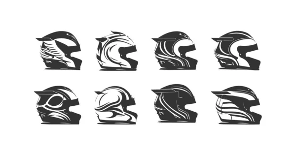 Motorradhelm Icon Set Vorhanden Vektorillustration — Stockvektor