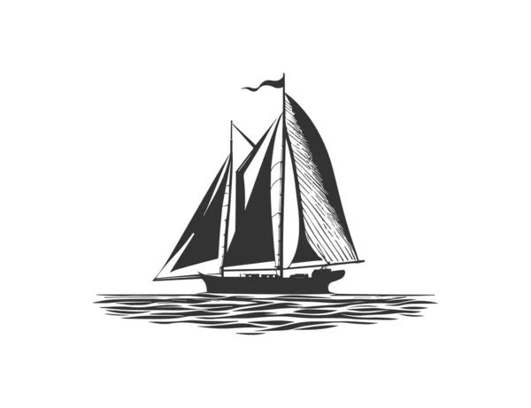 Barco Com Velas Desenho Ilustração Vetorial —  Vetores de Stock