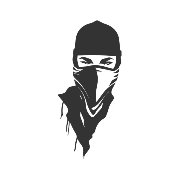 Cara Uma Máscara Ninja Desenho Ilustração Vetorial —  Vetores de Stock