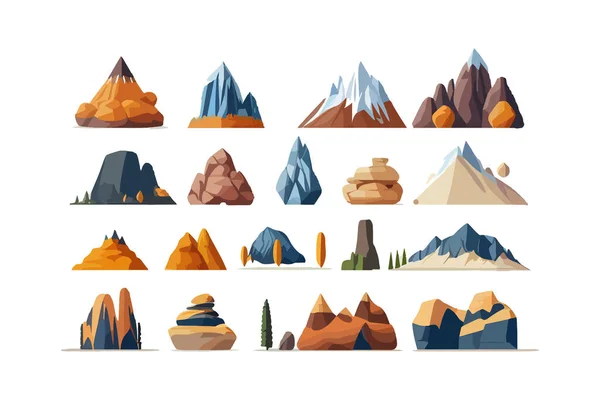 異なる山のコレクション ベクターイラストデザイン — ストックベクタ