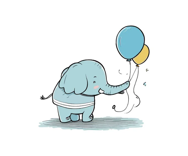 코끼리는 파란색 노란색 우크라 이나의 일러스트 디자인 — 스톡 벡터