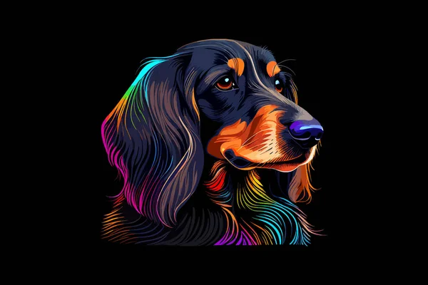 Dachshund Hond Pop Art Langharige Miniatuur Dachshu Ontwerp Van Vectorillustraties — Stockvector