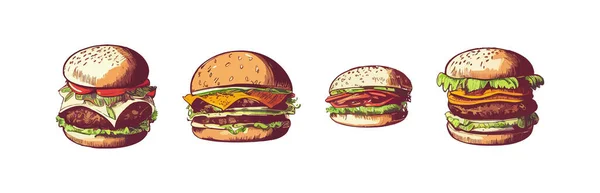 Burger Icon Set Vektor Illustrationsdesign — Stockvektor