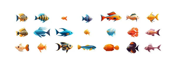 Fisch Icon Gesetzt Vektor Desing — Stockvektor