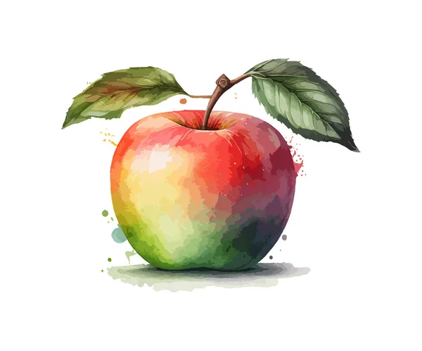 手绘水彩画苹果 矢量图解绘制 — 图库矢量图片