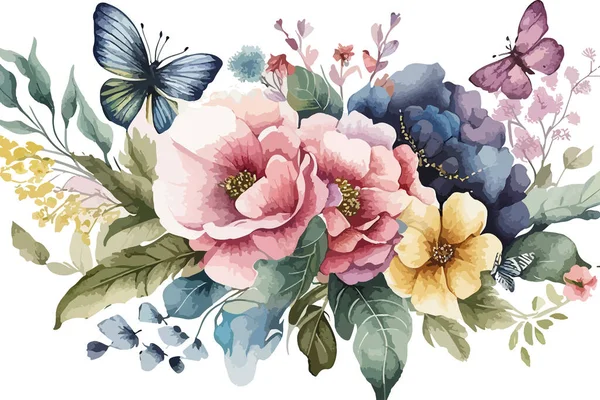 Aquarell Blumenstrauß Vektor Illustrationsdesign — Stockvektor