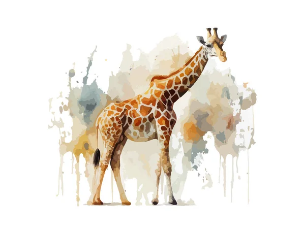 Safari Aquarela Animal Girafa Desenho Ilustração Vetorial — Vetor de Stock
