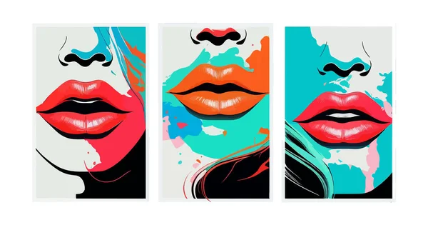 Lips Close Background Vector Illustration Desing — Stock Vector