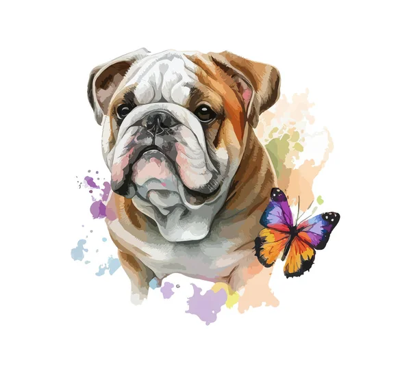 Bulldog Warecolor Desenho Ilustração Vetorial —  Vetores de Stock