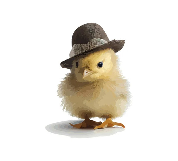 Pollo Con Cappello Illustrazione Vettoriale Desing — Vettoriale Stock