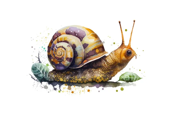 Aquarelle Escargot Illustration Vectorielle Desing — Image vectorielle