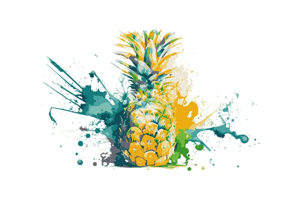 Pineapple Watercolor Vector Illustration Desing — Stock Vector