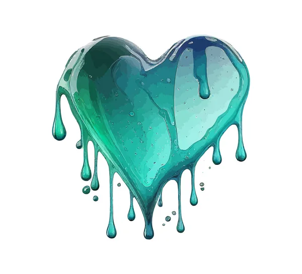 Heart Shape Water Drop Watercolor Vector Illustration Desing — Stock Vector