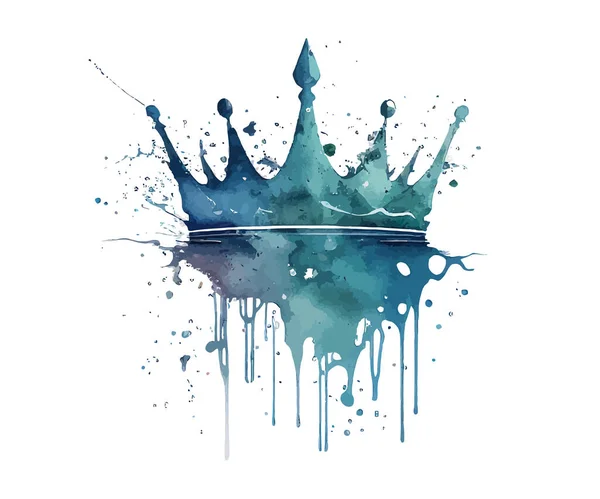Aquarel Zuiver Water Spatten Kroon Vector Illustratie Desing — Stockvector