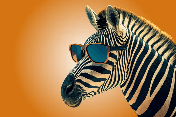 Zebra Met Zonnebril Vector Illustratie Desing — Stockvector