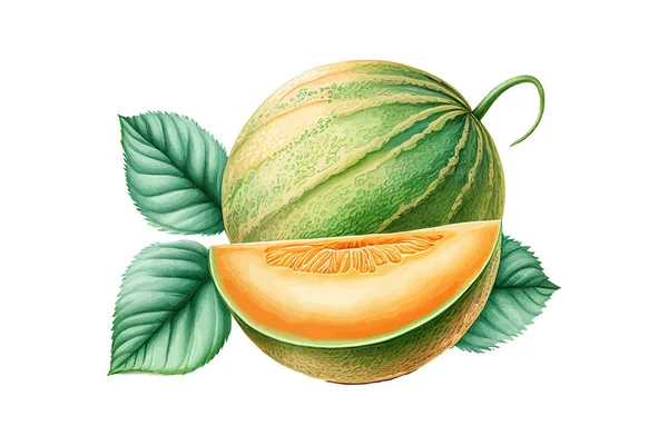 Melon Watercolor Vector Illustration Desing — Stock Vector