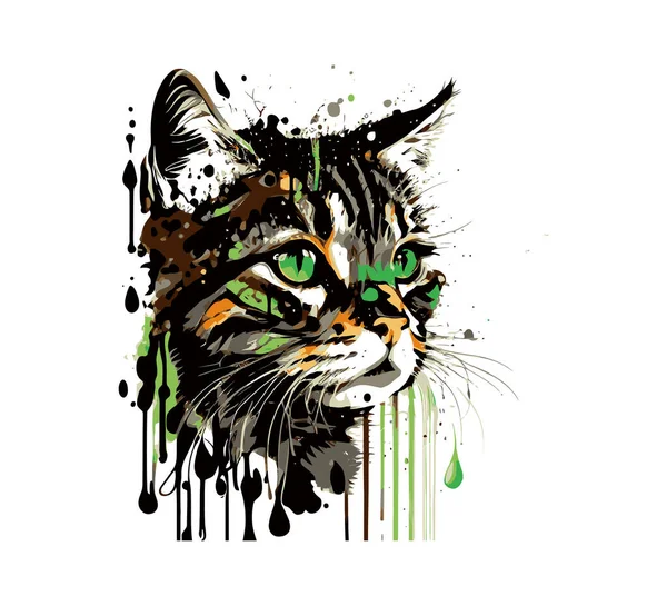 Cabeça Gato Desenho Ilustração Vetorial — Vetor de Stock