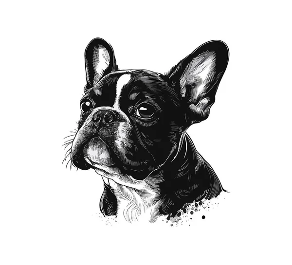 Franse Bulldog Gezicht Geïsoleerd Een Witte Achtergrond Vector Illustratie Desing — Stockvector