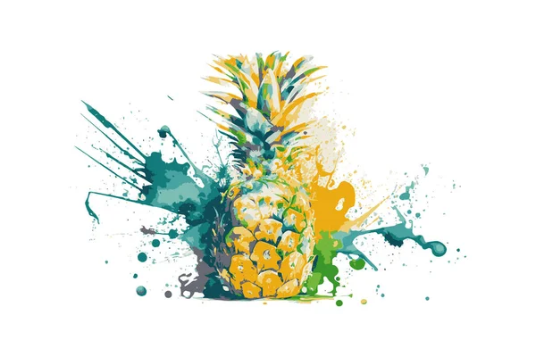 Ananas Aquarel Vector Illustratie Desing — Stockvector